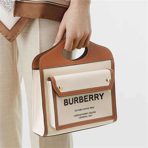 burberry mini logo-print canvas and leather pocket bag|Burberry pocket bag design.